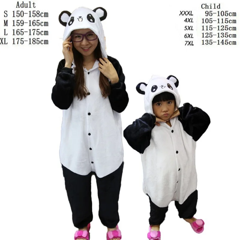 Унисекс фланеливая пижама детские пижамы животные пижама аниме косплей животные стежка панда комбинезон для детей единорог пижама динозавр дети pijamas дети мультфильм дети пижама детская для девочки для мальчиков - Цвет: Panda