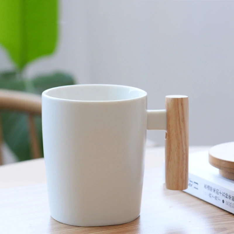 Японский стиль, короткая кофейная кружка для путешествий, керамическая фарфоровая кружка для молока, кофейная чашка с деревянной ручкой, крышка, керамика, чайные чашки для воды, подарок