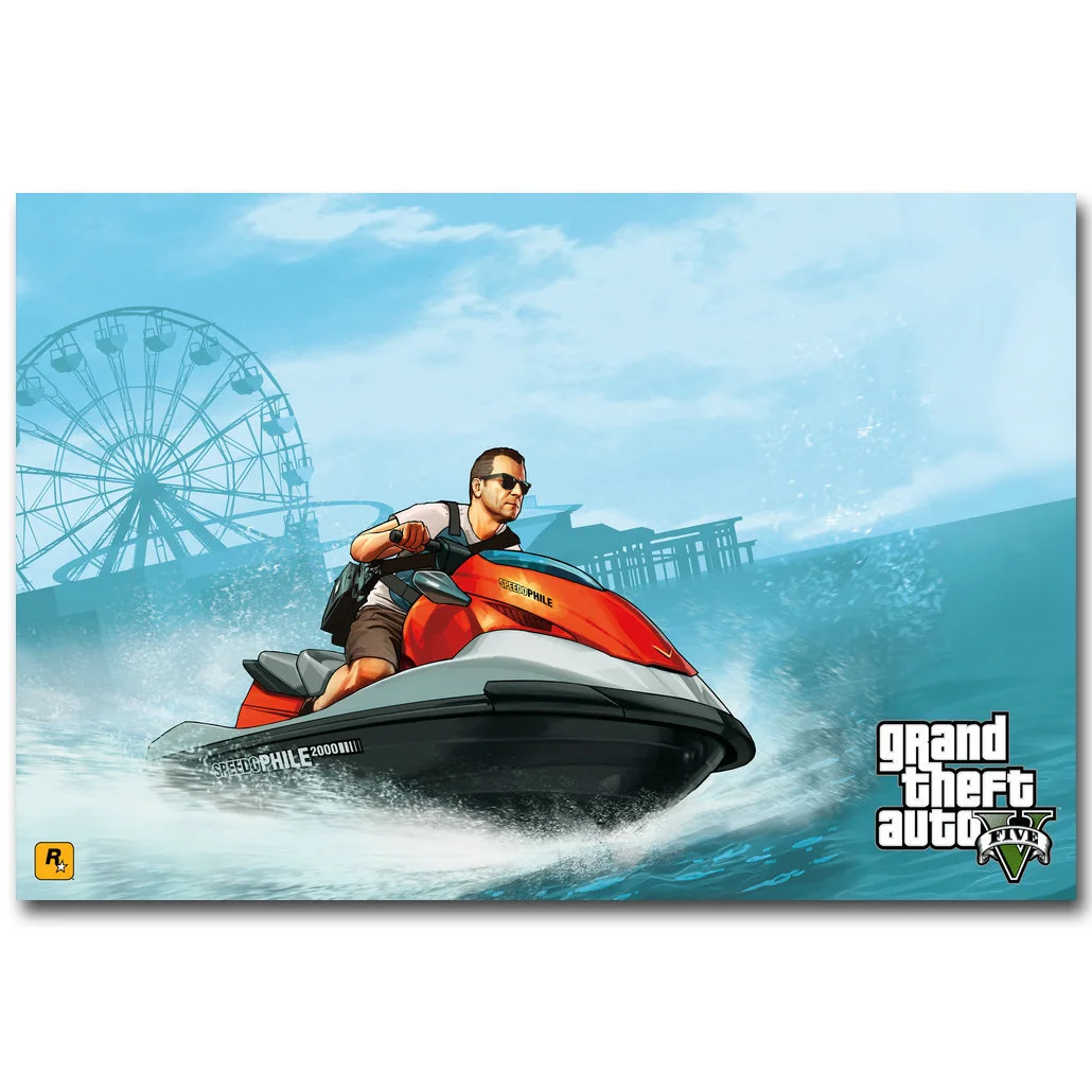 Картина из шелковой ткани Grand Theft Auto V Art постер с принтом 13x20 32x48 дюймов популярная