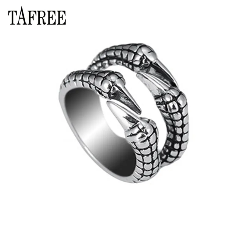 

TAFREE Men Women's Steampunk Hiphop Dragon Claw Titanium Steel Rings Retro Zodiac Finger Ring Adjustable Jewelry RI06