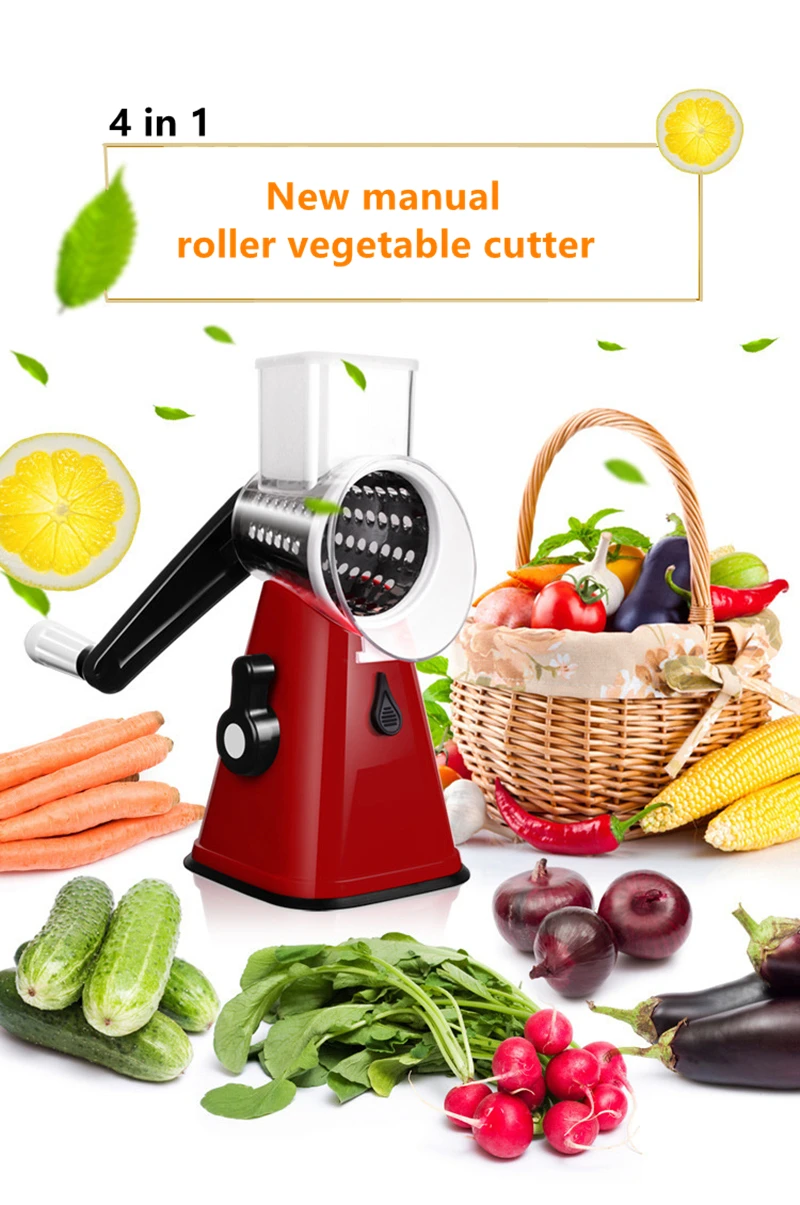 New Round Vegetable Cutter Mandoline Slicer Potato Carrot Grater Slicer with 3 Stainless Steel Blade Nut Shredder Kitchen Tools