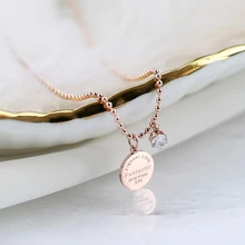 YUN RUO розовое золото Мода Циркон буквы резные кулон ожерелье Титановая Сталь Ювелирные изделия женщина подарок на день рождения никогда не выцветает