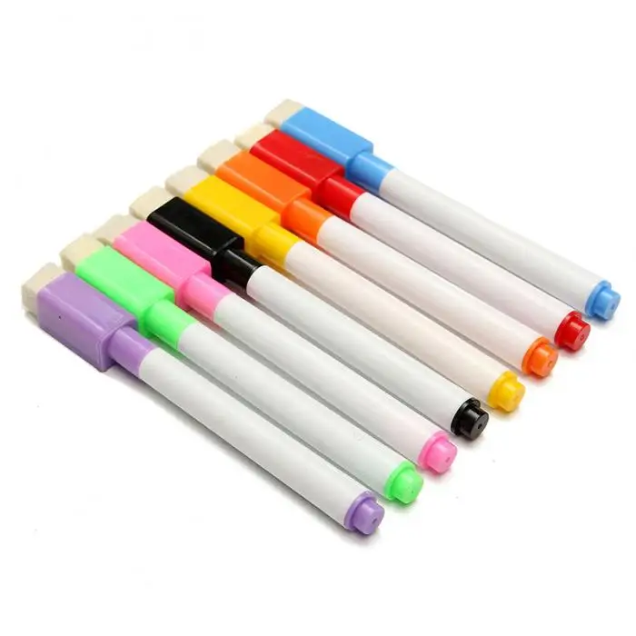 Портативный 8 шт./компл. магнит ручки магнитные протрите сухой маркеры для белой доски встроенный ластик школьного класса офис встречи инструменты