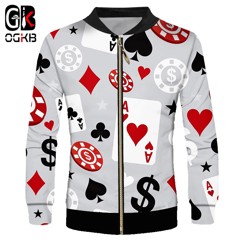 

OGKB Fashion Artsy Minimalist Classic 3d Printed Poker Game Jacket Man Clothing Causal Cool Coat Long Sleeve Outwear Streetswear