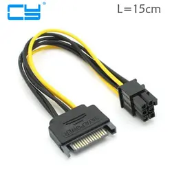 15pin adaptador sata Para pci-e 6pin Cabo de alimentacao Кабо де FIO 18awg Para пласа-де-video PCIe placa де видео PC DIY 15 см