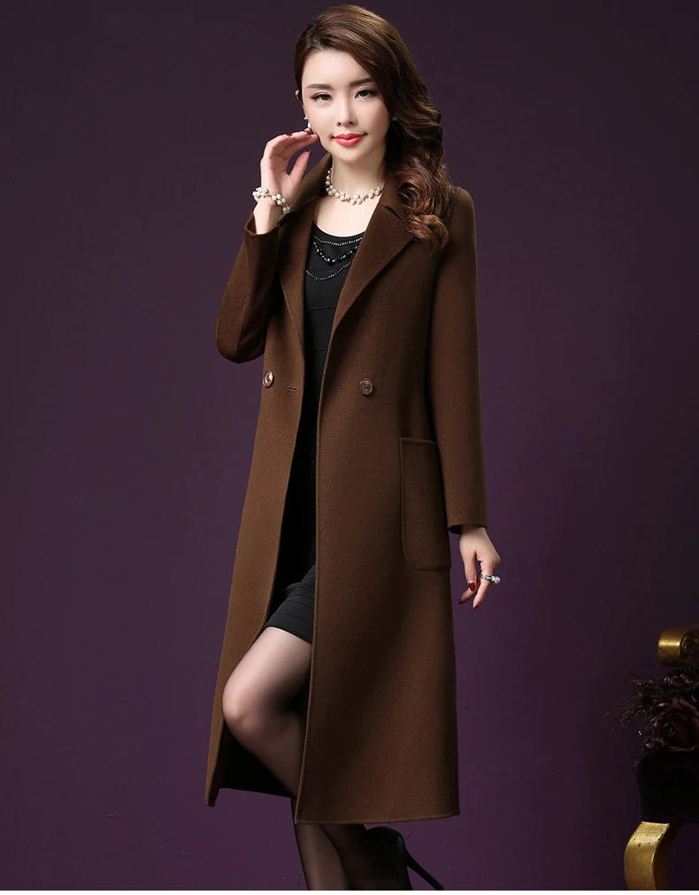 Высокое качество осень-зима Новая мода в Европе классические женские пальто длинные шерстяные пальто Для женщин кашемировое пальто шерсть верхняя одежда