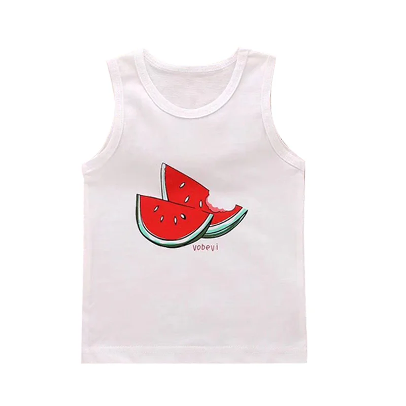 2 PCSLot Cartoon Baby Kids T-Shirt Sleeveless Print T-shirt For Boys Girls Children Clothing Fashion Boys Tops Girls Clothing (5)