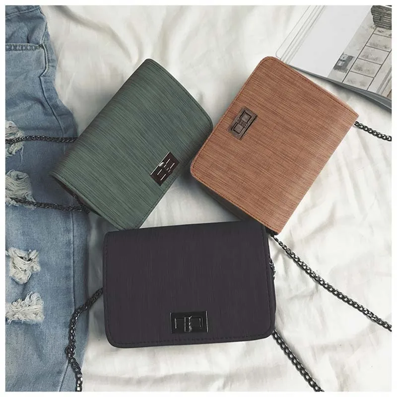 

Hot Fashion Korean Autumn Women Mini Messenger Bag PU Leather Metal Chain Strap Ladies Casual Shoulder Bags BVN66