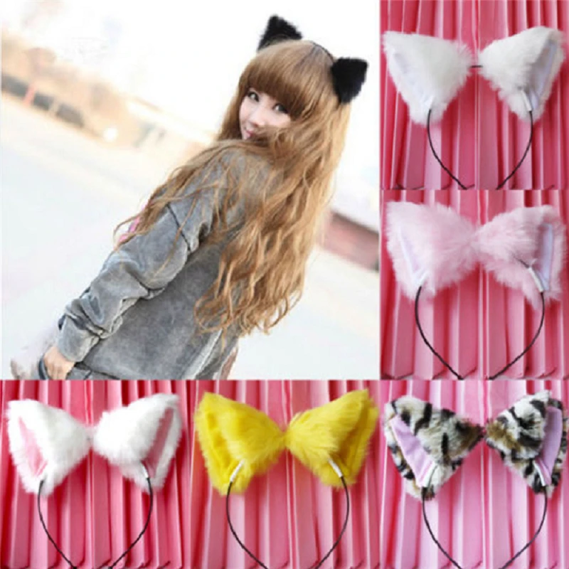 

2019 New Style Women Girls Fashion Fox Plush Cat Ears Headbands Headwear Plush Bezel Hair Accessories