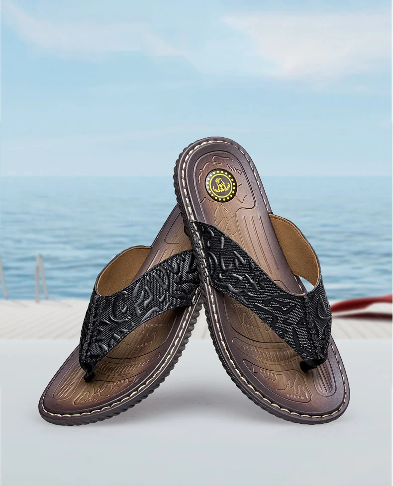 ALCUBIEREE/мужские вьетнамки высокого качества; мужские Нескользящие шлепанцы на плоской подошве; сандалии из натуральной кожи; дышащая пляжная обувь
