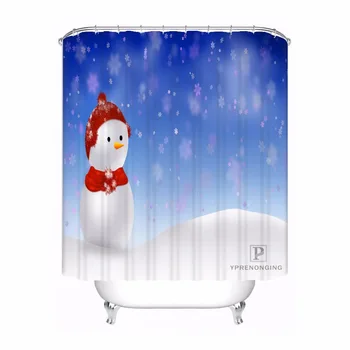 

Custom Graphics Winter Snowman Christmas Bath Curtain Bathroom Mildewproof Waterproof Polyester Shower Curtain#180417-04-54