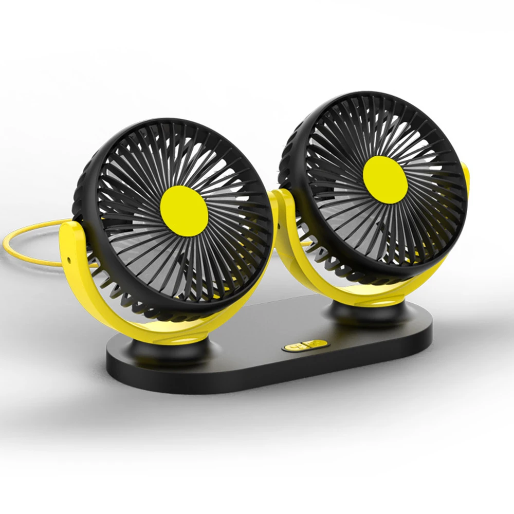 

New Car Fan 12V24V Universal Big Truck Double Head Shaking Head USB Small Electric Fan Car accessories