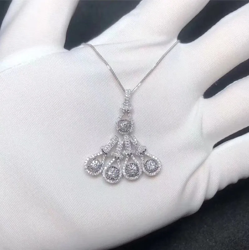 High-end  Jewelry  100% 18K gold natural South African Diamond  Necklace Wedding gifts HI002