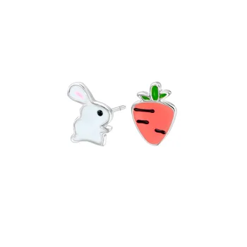 

CHENGXUN Lovely Rabbit and Carrot Women Earrings Lady Stud Earrings for Animals Lover Best Cute Birthday Children