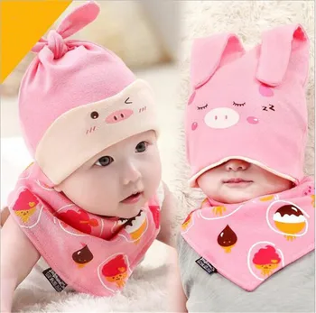 

Lovely Cartoon Baby Cotton Hat Infant Cap Scarf Winter Beanie Hat Scarf Suit 0-18 Months