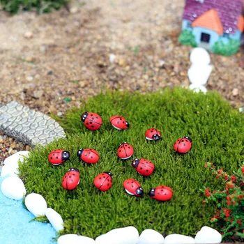 

Coccinella septempunctata Ladybird Ladybug crafts Miniature Decorations Micro Landscape Garden plant decoration 20pcs/lot resin