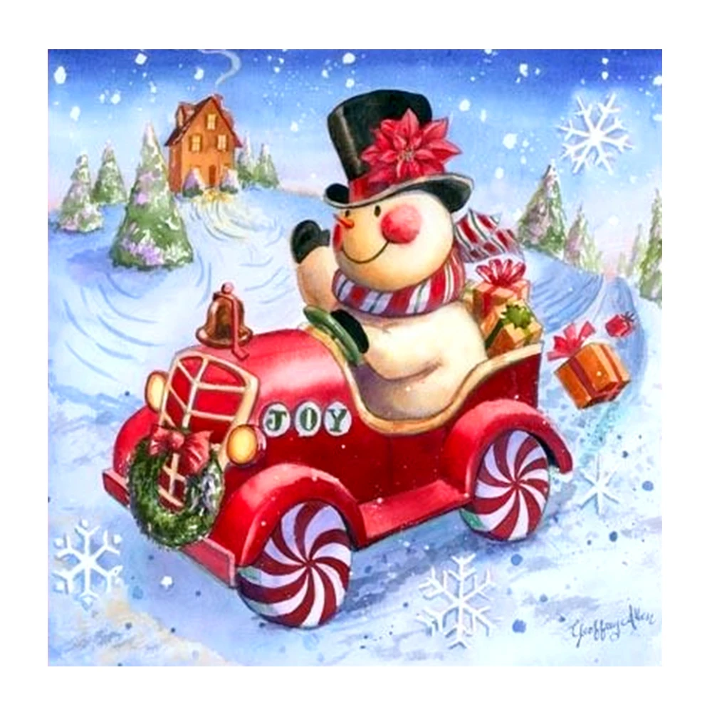 

Round Christmas Snowman Diamond Painting Cross Stitch Needlework Craft Gift Full Square Resin Diamond Mosaic Embroidery Kits