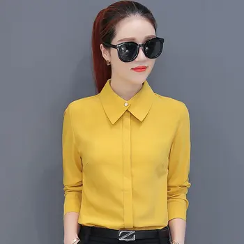 

Velvet Thickened Professional White Shirt Female Long Sleeve Spring 2019 Spring New Han Fan Bottom Chiffon Shirt Top