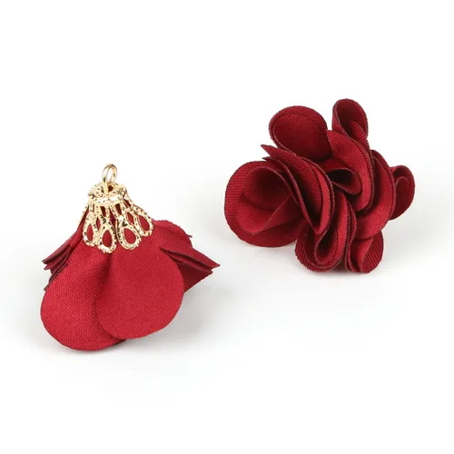 Jujube red 16 цветов маленькая жемчужина бусины Пряжка факел золотой колокольчик застежки цветок кисточка подвесной кулон для брелка аксессуары для одежды - Цвет: Jujube red