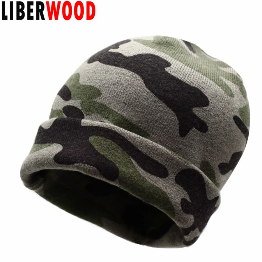 LIBERWOOD камуфляжная зимняя Лыжная вязаная шапочка 2-Way Camo мягкие шапочки Skullies