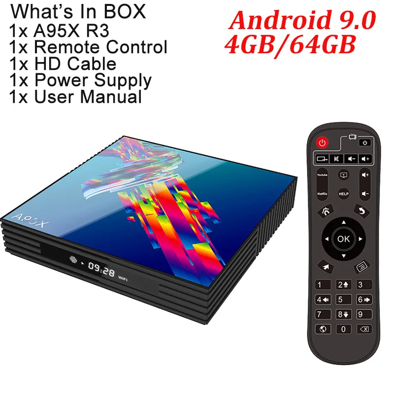 A95X R3 Smart tv BOX Android 9,0 4 Гб ram 64 Гб Rk3318 4k медиаплеер Google Play 2,4G& 5G wifi BT телеприставка pk H96 MAX - Цвет: 4GB 64GB