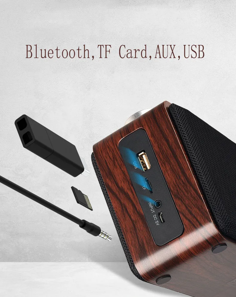 Portable Wooden Bluetooth Speaker Touch Control