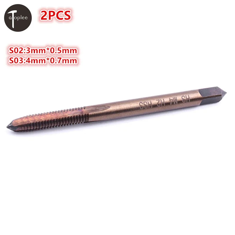 

2PCS HSS-CO M3/M4 Machine Straight Fluted Machine Screw Thread Metric Plug Hand Tap Drill Set Hand Tools H2 Thread Hand Tap