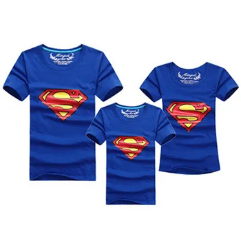 1psc Fashion Superman Family Matching Outfits T-shirt 11 Colors Clothes For matching family clothes mother father daughter son