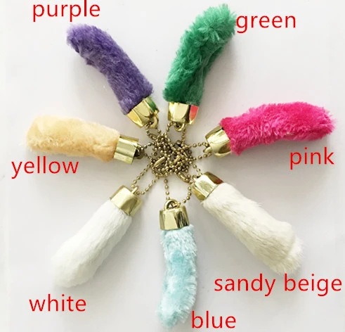 Colored Rabbit Paw Mini Fur Bag Charm