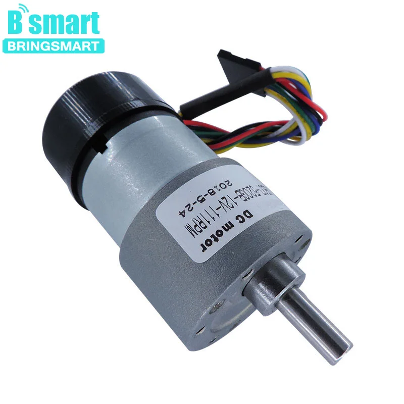 

Bringsmart 520GB DC Geared Motor 12V Hall Encoder with Back Cover Motor Encoder Reducer Electric Machine CW/CCW Metal