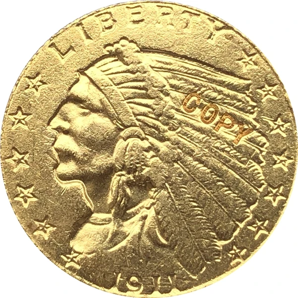 24-к позолоченный 1911-S $5 золото индийская половина монета с изображением орла