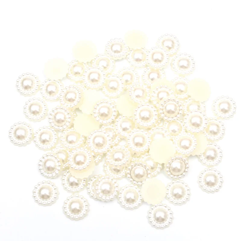 

200Pcs Off-White Round Pearls Beads Craft Cabochon Flatback Decoration Embellishments For Scrapbooking Needlework Accessories