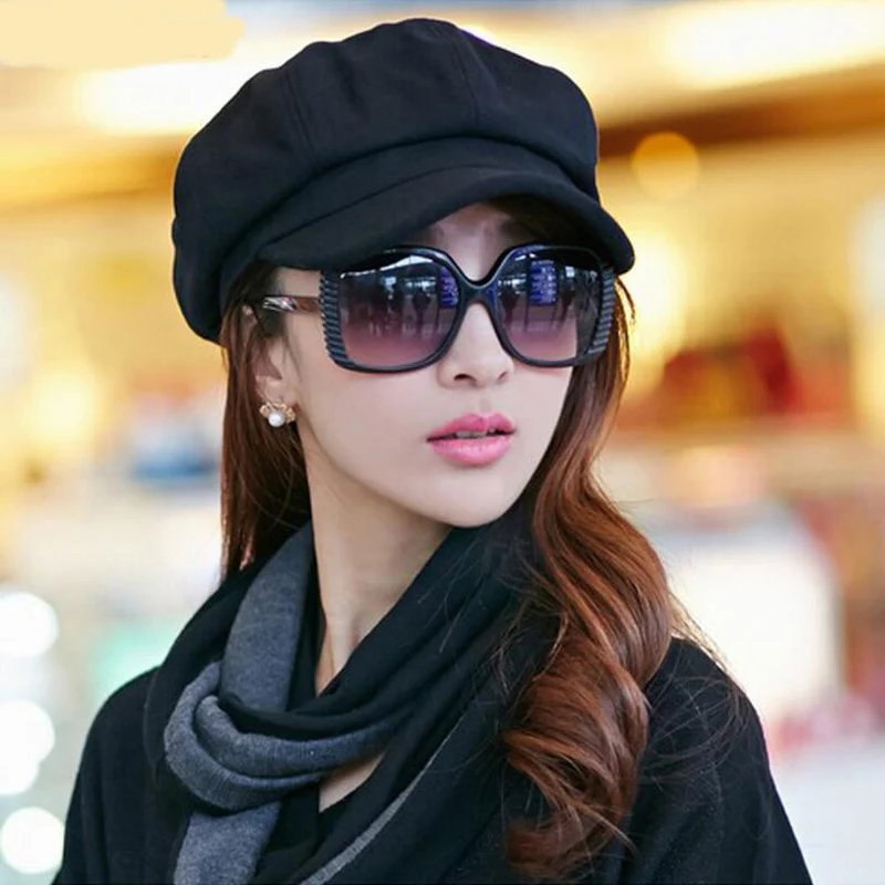 Берет женский осенне зимний однотонный 2017|flat cap|wool flat capberet hats men |