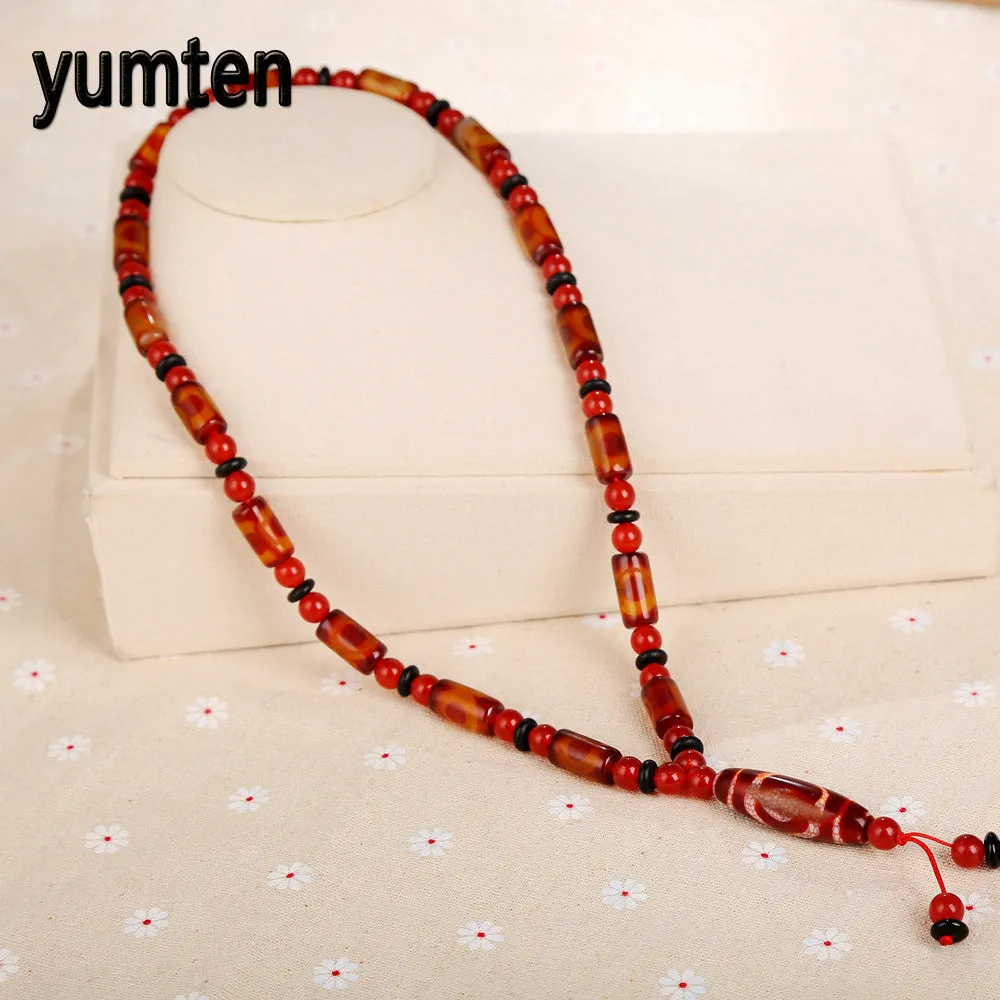 

Yumten Natural Agate Dzi Beads Men Sweater Women Retro Necklace Gift Chain Fashion Water Drop Popular Reiki Punk Overwatch Joias