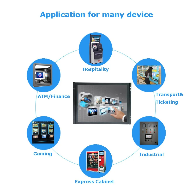 Perfect Multi points touch capacitive touch monitor industrial screen touch monitor 1280*1024 with AV/BNC/VGA/HDMI/USB interface 10