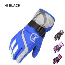 Привет черные детские женские мужские лыжные перчатки зимние водонепроницаемые анти-холодные теплые перчатки для спорта на открытом воздухе зимняя спортивная одежда перчатки для катания на лыжах