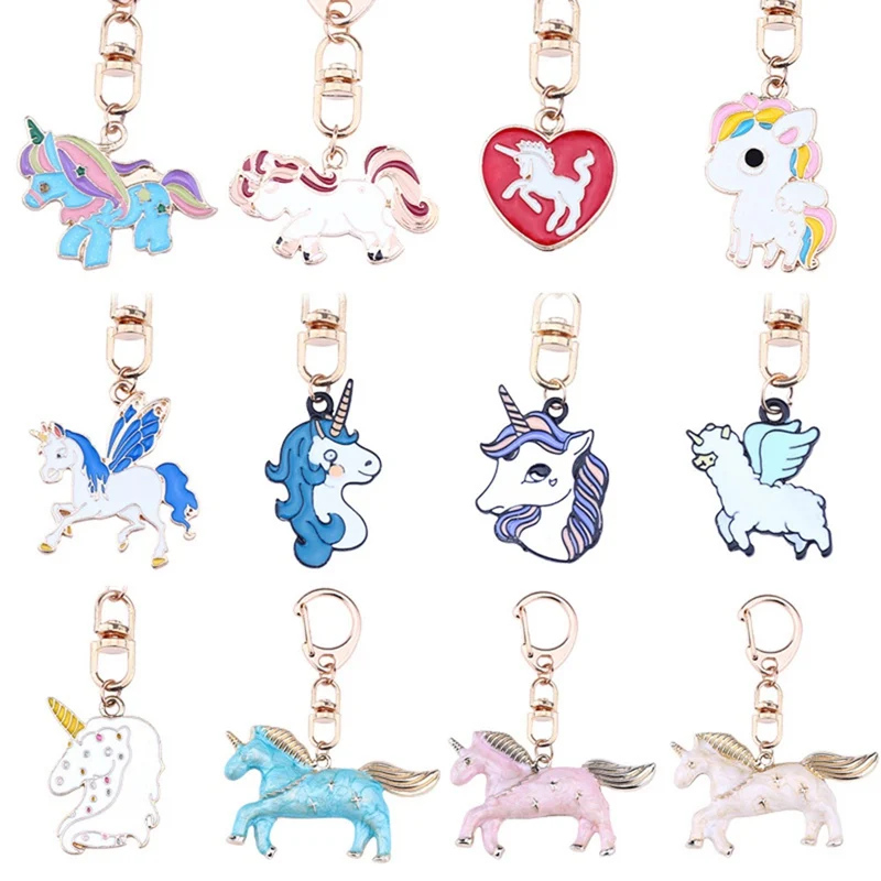 

New Fashion Unicorn Keychain Children Kids Animal Keychain Jewelry Women Horse Bag Car Key Chain Charm Jewelry Gift