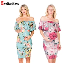 Emotion Moms платья для беременных с открытыми плечами платья для беременных цветочные женские платья летнее платье для беременных