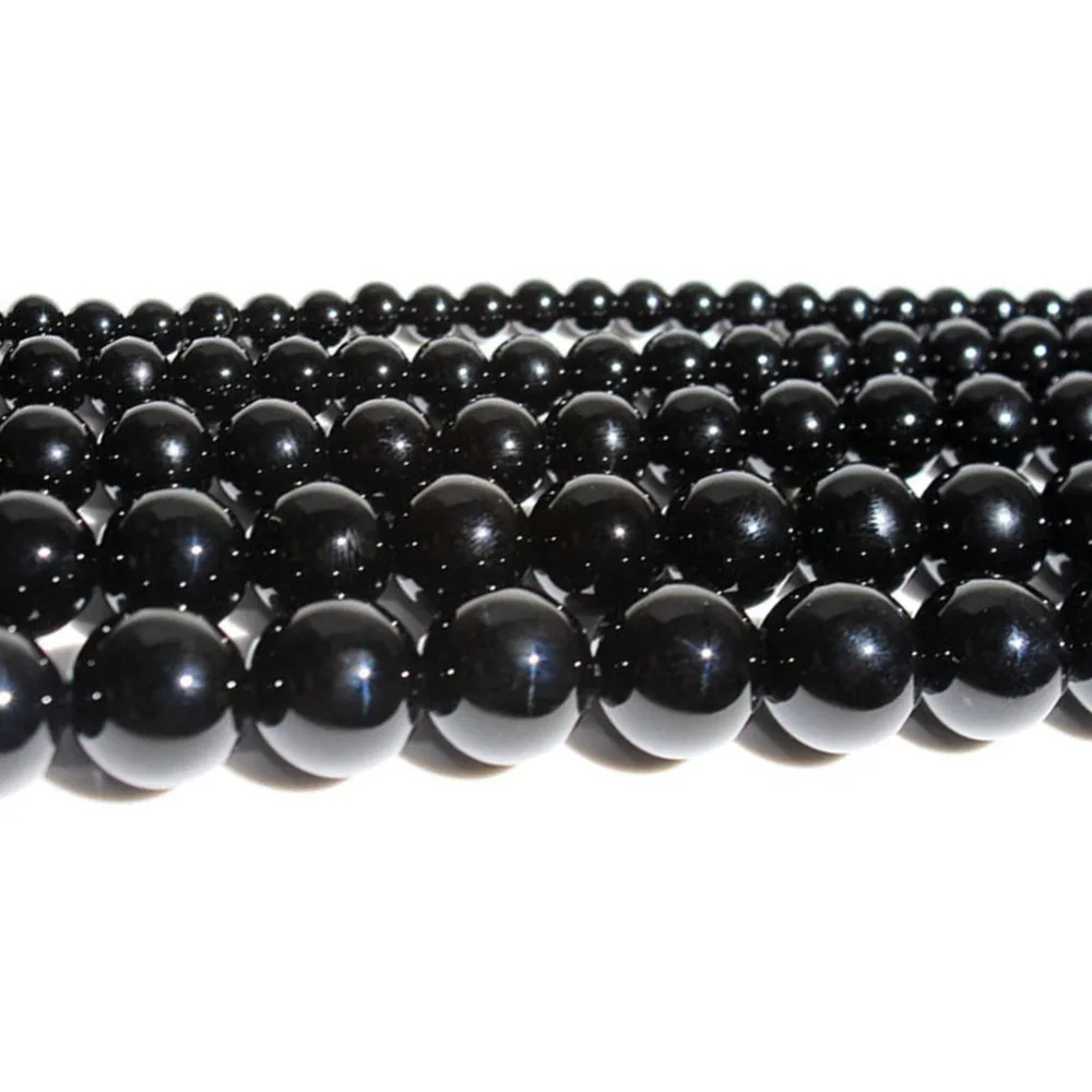 

15" Strand Fashion Natural Stone Beads Black Onyx Agat Chalcedony Round Loose Beads For Jewelry Making Bracelet Neck 4-12mm