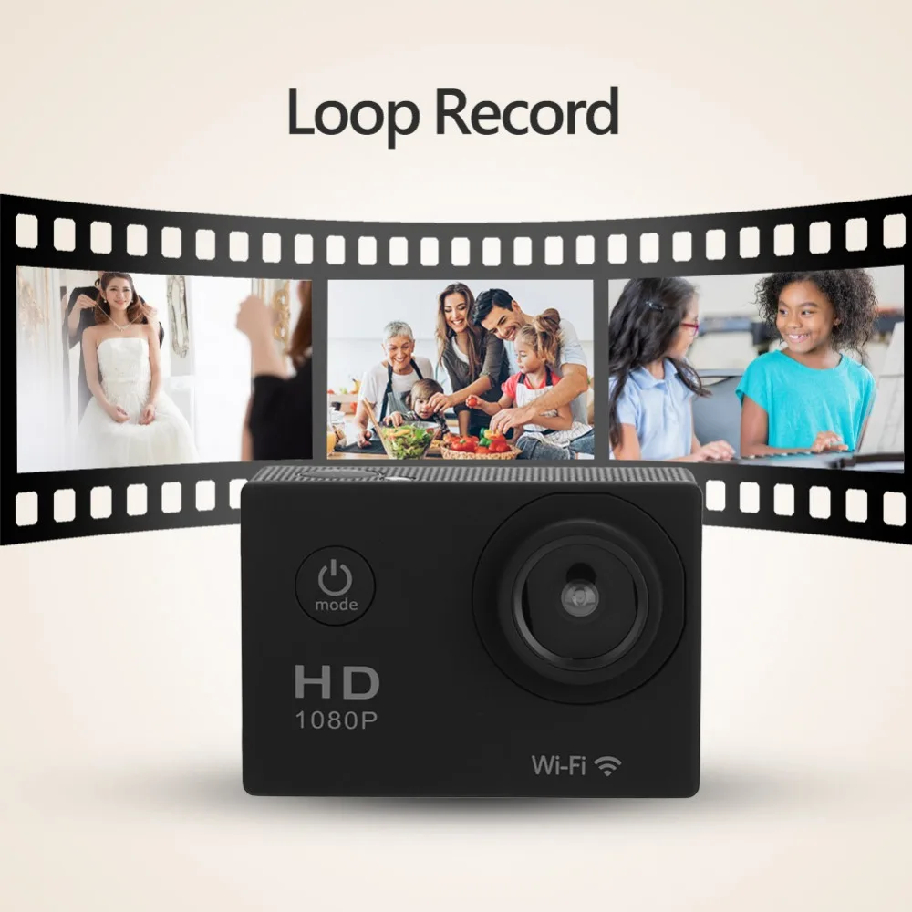 SOONHUA WiFi HD 1080 P экшн-камера 2,0 дюймов TFT ЖК-дисплей 140 широкоугольный 1.3MP Пиксельная видеокамера водонепроницаемые комплекты Oudoor