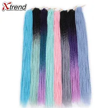 Xtrend Ombre Сенегальские крученые волосы на крючках косички 30 корней в упаковке синтетические плетеные волосы 24 дюйма 10 упаковок