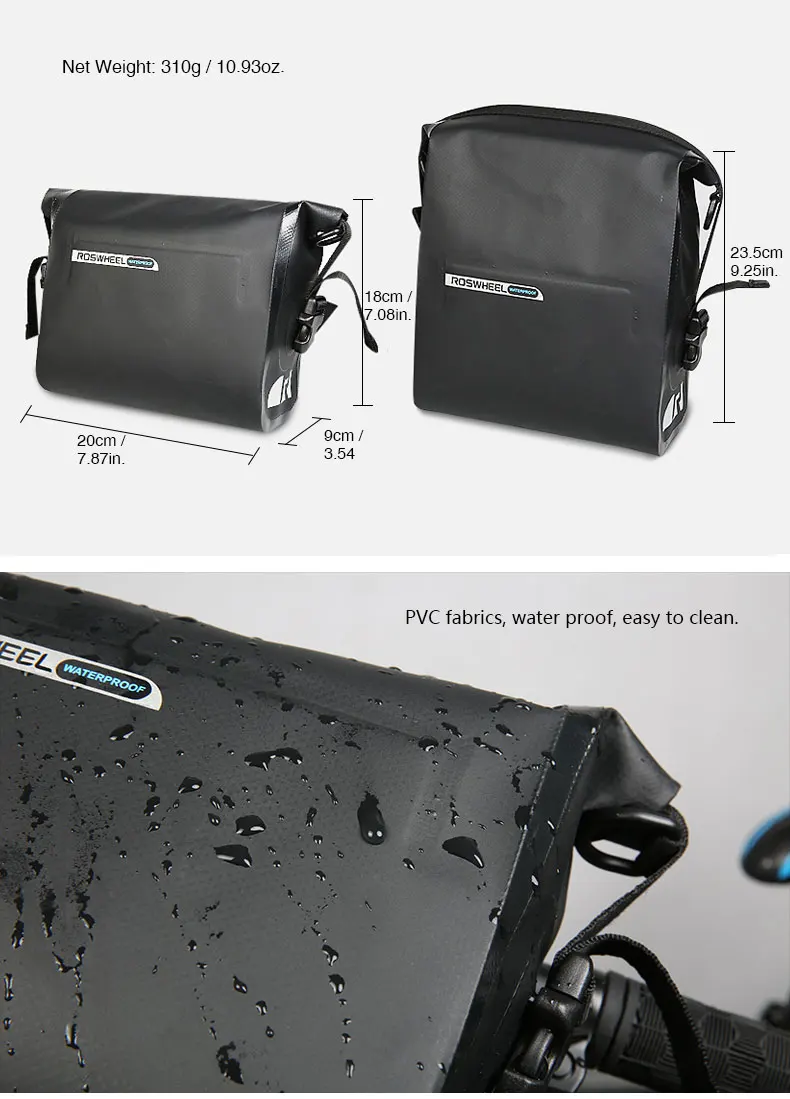 Top ROSWHEEL Hot New 3L Bicycle Bag Water Proof MTB Bike Handlebar Front Basket PVC Pannier Pouch Cycling Holdings Accessories 1
