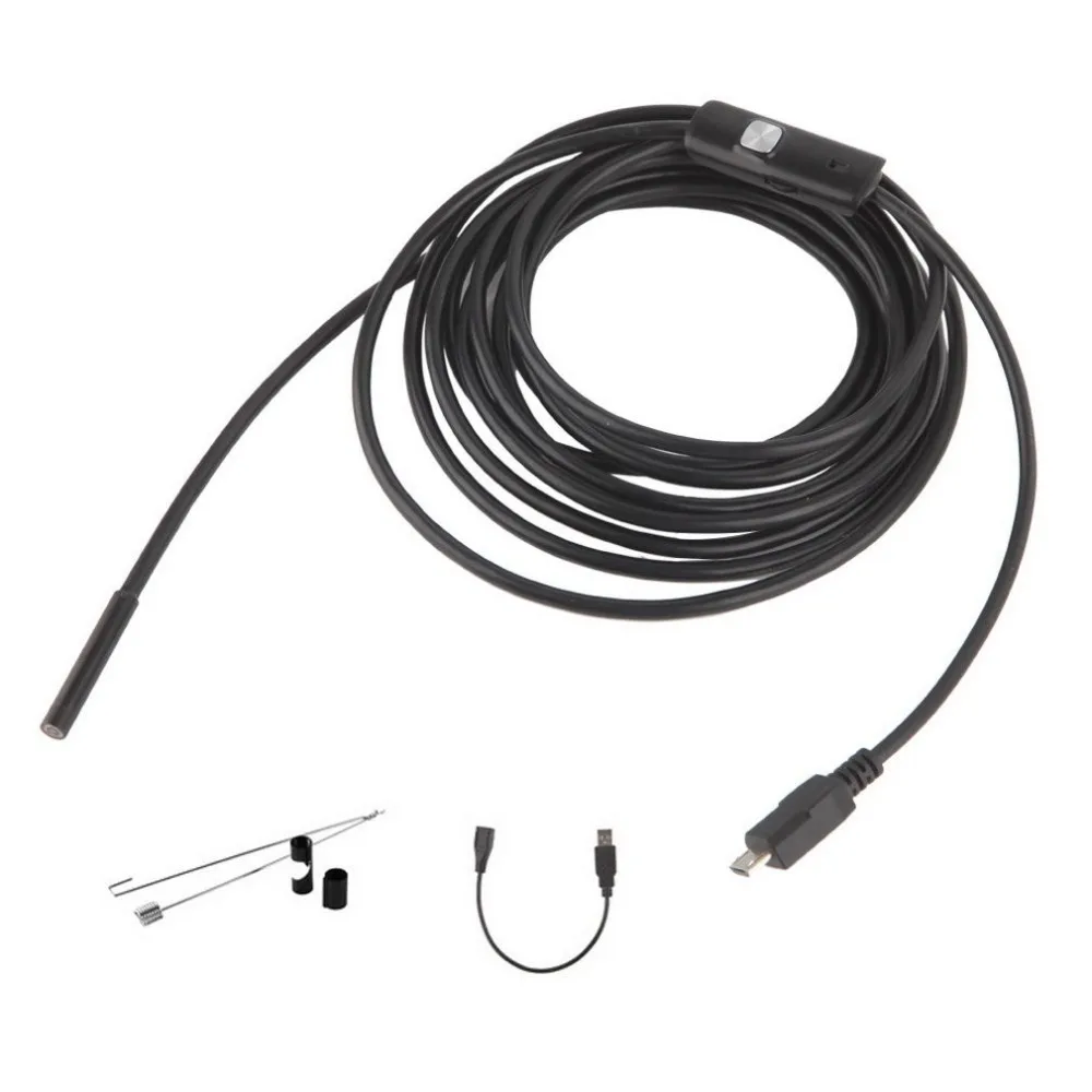 Эндоскоп HD USB 5 мм с 6 светодиодами 1/1 5/2/5 5/5 м мягкий кабель водонепроницаемый