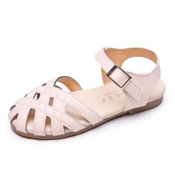 

New kids summer shoes hollow Flat heel princess sandals girls shoes leather pink kids beach shoes kids sandals Size 21-30