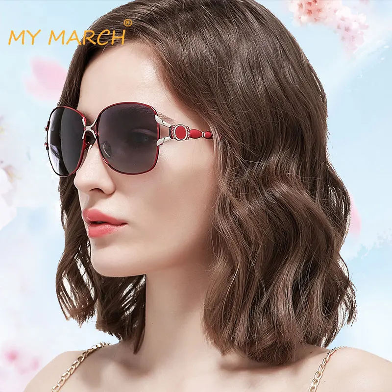 MYMARCH BRAND DESIGN Fashion Polarized Sunglasses Women Luxury Designer Metal Frame Glasses Oversized High Quality Oculos UV400