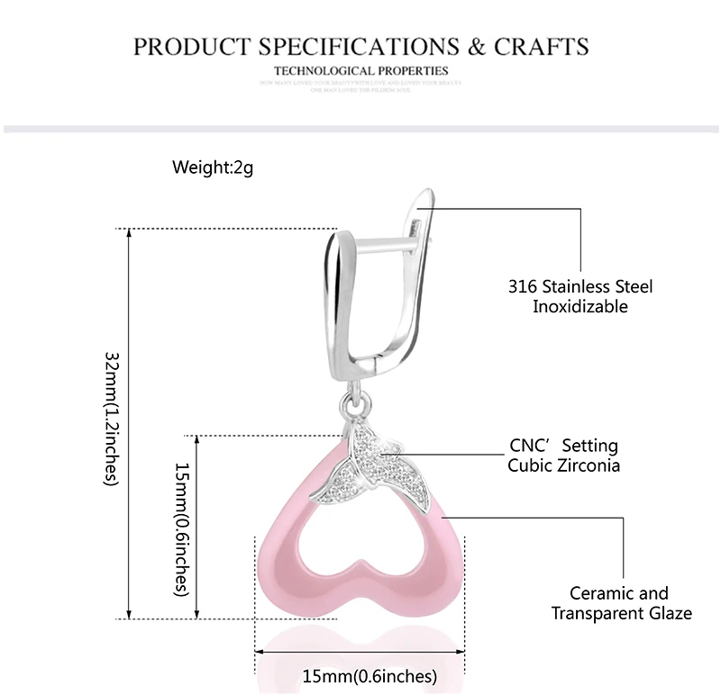 Высокое качество модные керамические серьги без содержания свинца и никеля розового цвета серьги для женщин керамические ювелирные изделия подарок для влюбленных