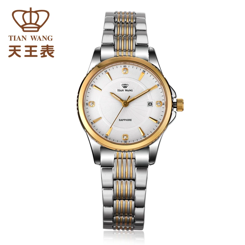 Top Famous Tian Wang watch Ladies Stainless steel watch with date window free shipping 24 hour dispatch LS3731T D