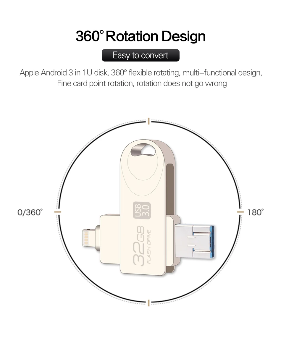 DataRunner Usb 3,0 OTG USB флэш-накопитель для iPhone X 8 7 Plus 16 ГБ 32 ГБ 64 ГБ 128 ГБ металла Usb флэш-диск 128 ГБ