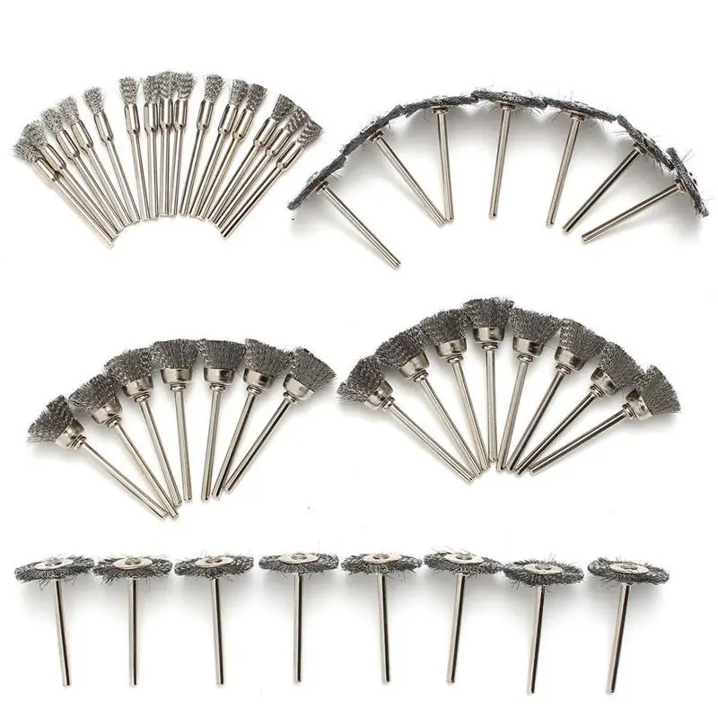 45 PC Wire Brushes Set Steel Wheel Brushes Accessories for Dremel Rotary Tools