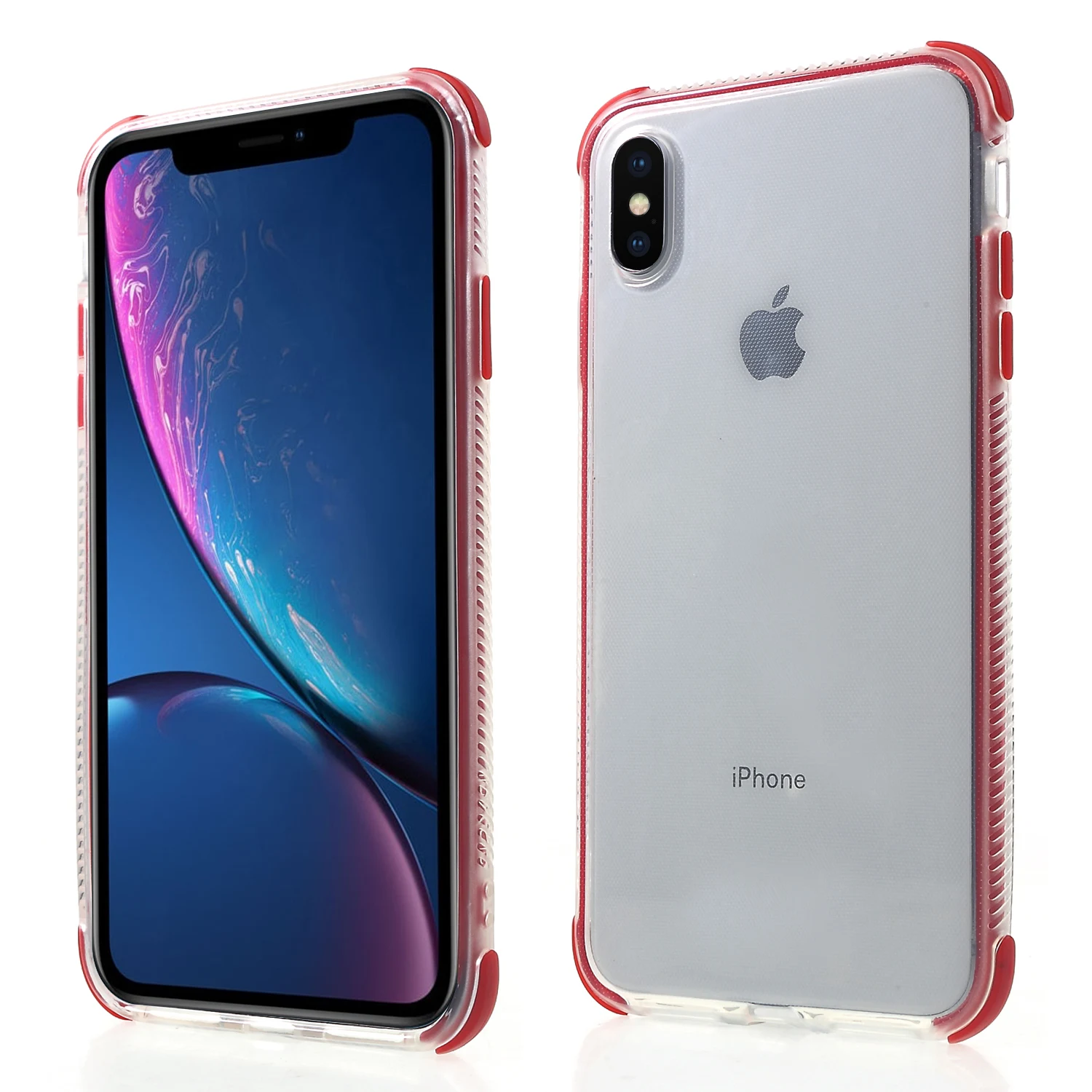 Dulcii for iPhone XS Max case clear Bi-color Shock-proof TPU Mobile Phone Case 6.5 inch - Red |